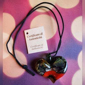 Original Murano Glass Heart Pendant from Venice, Italy